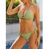 imageAmerican Trends Womens String Two Piece Halter Top Triangle Bikini Set with Tie Side Bottom Sexy Swimsuit Bathing Suits41 Light Green