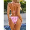 imageAmerican Trends Womens String Two Piece Halter Top Triangle Bikini Set with Tie Side Bottom Sexy Swimsuit Bathing Suits43 Pink Flower