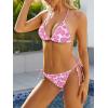 imageAmerican Trends Womens String Two Piece Halter Top Triangle Bikini Set with Tie Side Bottom Sexy Swimsuit Bathing Suits43 Pink Flower