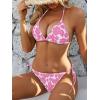 imageAmerican Trends Womens String Two Piece Halter Top Triangle Bikini Set with Tie Side Bottom Sexy Swimsuit Bathing Suits43 Pink Flower