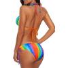 imageAmerican Trends Womens String Two Piece Halter Top Triangle Bikini Set with Tie Side Bottom Sexy Swimsuit Bathing Suits44 Rainbow