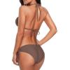 imageAmerican Trends Womens String Two Piece Halter Top Triangle Bikini Set with Tie Side Bottom Sexy Swimsuit Bathing Suits45 Brown