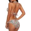 imageAmerican Trends Womens String Two Piece Halter Top Triangle Bikini Set with Tie Side Bottom Sexy Swimsuit Bathing Suits48 Orange Daisy