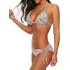 imageAmerican Trends Womens String Two Piece Halter Top Triangle Bikini Set with Tie Side Bottom Sexy Swimsuit Bathing Suits48 Orange Daisy