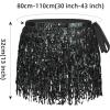 imageWomens Belly Dance Hip Scarf with Sparkly Fringe Rave Party Sequin Skirt Costume Festival Tassel SkirtBlack