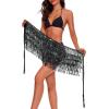 imageWomens Belly Dance Hip Scarf with Sparkly Fringe Rave Party Sequin Skirt Costume Festival Tassel SkirtBlack