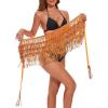 imageWomens Belly Dance Hip Scarf with Sparkly Fringe Rave Party Sequin Skirt Costume Festival Tassel SkirtOrange