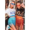 imageWomens Belly Dance Hip Scarf with Sparkly Fringe Rave Party Sequin Skirt Costume Festival Tassel SkirtRed