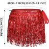 imageWomens Belly Dance Hip Scarf with Sparkly Fringe Rave Party Sequin Skirt Costume Festival Tassel SkirtRed