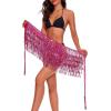 imageWomens Belly Dance Hip Scarf with Sparkly Fringe Rave Party Sequin Skirt Costume Festival Tassel SkirtRose