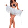 imageWomens Belly Dance Hip Scarf with Sparkly Fringe Rave Party Sequin Skirt Costume Festival Tassel SkirtSilver