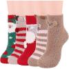 imageAmerican Trends Womens Christmas Fuzzy Socks Winter Warm Cozy Socks Soft Fluffy Athletic Socks for WomenC 5 Pairs Cartoon Christmas