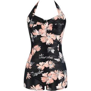 imageAmerican Trends One Piece Bathing Suit for Women Vinatge Womens Swimsuits Tummy Control Athletic Rerto Womens SwimwearVintage Pink