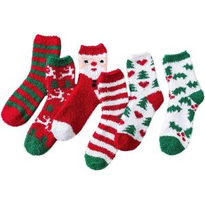 imageAmerican Trends Womens Christmas Fuzzy Socks Winter Warm Cozy Socks Soft Fluffy Athletic Socks for Women01 Christmas 6 Pairs
