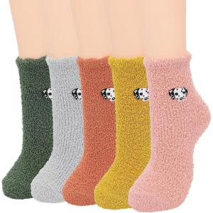 imageAmerican Trends Womens Christmas Fuzzy Socks Winter Warm Cozy Socks Soft Fluffy Athletic Socks for Women5 Pack Knit Dog