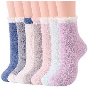 imageAmerican Trends Womens Christmas Fuzzy Socks Winter Warm Cozy Socks Soft Fluffy Athletic Socks for Women7Patchwork