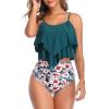 imageAmerican Trends High Waisted Tankini Swimsuits for Women Flounce Top Tummy Control Bathing Suits01 Blue Pink