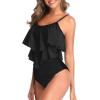 imageAmerican Trends High Waisted Tankini Swimsuits for Women Flounce Top Tummy Control Bathing Suits02 Black