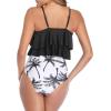 imageAmerican Trends High Waisted Tankini Swimsuits for Women Flounce Top Tummy Control Bathing Suits02 Black White