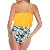 imageAmerican Trends High Waisted Tankini Swimsuits for Women Flounce Top Tummy Control Bathing Suits03 Summer Yellowgreen Print