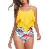 imageAmerican Trends High Waisted Tankini Swimsuits for Women Flounce Top Tummy Control Bathing Suits03 Yellow Red
