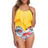 imageAmerican Trends High Waisted Tankini Swimsuits for Women Flounce Top Tummy Control Bathing Suits03 Yellow Red