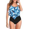 imageAmerican Trends High Waisted Tankini Swimsuits for Women Flounce Top Tummy Control Bathing Suits04 Blue Print
