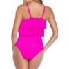 imageAmerican Trends High Waisted Tankini Swimsuits for Women Flounce Top Tummy Control Bathing Suits04 Hot Pink