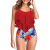 imageAmerican Trends High Waisted Tankini Swimsuits for Women Flounce Top Tummy Control Bathing Suits05 Red Print