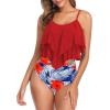 imageAmerican Trends High Waisted Tankini Swimsuits for Women Flounce Top Tummy Control Bathing Suits05 Red Print