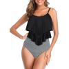 imageAmerican Trends High Waisted Tankini Swimsuits for Women Flounce Top Tummy Control Bathing Suits06 Blackwhite Striped