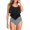 imageAmerican Trends High Waisted Tankini Swimsuits for Women Flounce Top Tummy Control Bathing Suits06 Blackwhite Striped