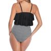 imageAmerican Trends High Waisted Tankini Swimsuits for Women Flounce Top Tummy Control Bathing Suits06 Blackwhite Striped