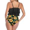 imageAmerican Trends High Waisted Tankini Swimsuits for Women Flounce Top Tummy Control Bathing Suits07 Black Sunflower