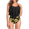 imageAmerican Trends High Waisted Tankini Swimsuits for Women Flounce Top Tummy Control Bathing Suits07 Black Sunflower