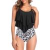 imageAmerican Trends High Waisted Tankini Swimsuits for Women Flounce Top Tummy Control Bathing Suits08 Black Leopard