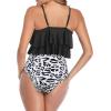 imageAmerican Trends High Waisted Tankini Swimsuits for Women Flounce Top Tummy Control Bathing Suits08 Black Leopard