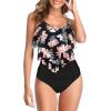 imageAmerican Trends High Waisted Tankini Swimsuits for Women Flounce Top Tummy Control Bathing Suits09 Pink Black