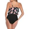 imageAmerican Trends High Waisted Tankini Swimsuits for Women Flounce Top Tummy Control Bathing Suits09 Pink Black