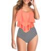 imageAmerican Trends High Waisted Tankini Swimsuits for Women Flounce Top Tummy Control Bathing Suits10 Orangewhite Striped