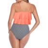 imageAmerican Trends High Waisted Tankini Swimsuits for Women Flounce Top Tummy Control Bathing Suits10 Orangewhite Striped