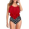 imageAmerican Trends High Waisted Tankini Swimsuits for Women Flounce Top Tummy Control Bathing Suits11 Redblack Dot