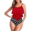 imageAmerican Trends High Waisted Tankini Swimsuits for Women Flounce Top Tummy Control Bathing Suits11 Redblack Dot