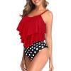imageAmerican Trends High Waisted Tankini Swimsuits for Women Flounce Top Tummy Control Bathing Suits11 Redblack Dot