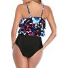 imageAmerican Trends High Waisted Tankini Swimsuits for Women Flounce Top Tummy Control Bathing Suits12 Bluefloral Print