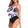 imageAmerican Trends High Waisted Tankini Swimsuits for Women Flounce Top Tummy Control Bathing Suits13 Red White Black