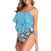 imageAmerican Trends High Waisted Tankini Swimsuits for Women Flounce Top Tummy Control Bathing Suits14 Blue Green