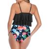 imageAmerican Trends High Waisted Tankini Swimsuits for Women Flounce Top Tummy Control Bathing Suits15 Black Blue Flower