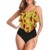 imageAmerican Trends High Waisted Tankini Swimsuits for Women Flounce Top Tummy Control Bathing Suits17 Yellow Floralblack