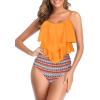 imageAmerican Trends High Waisted Tankini Swimsuits for Women Flounce Top Tummy Control Bathing Suits20 Yelloworang Print